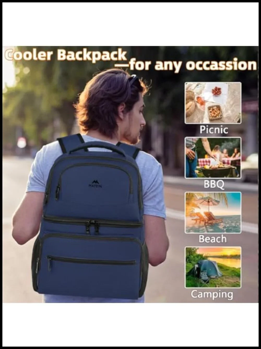 Insulated Leakproof Cooler Backpack for Men Women Dual Compartment Camping